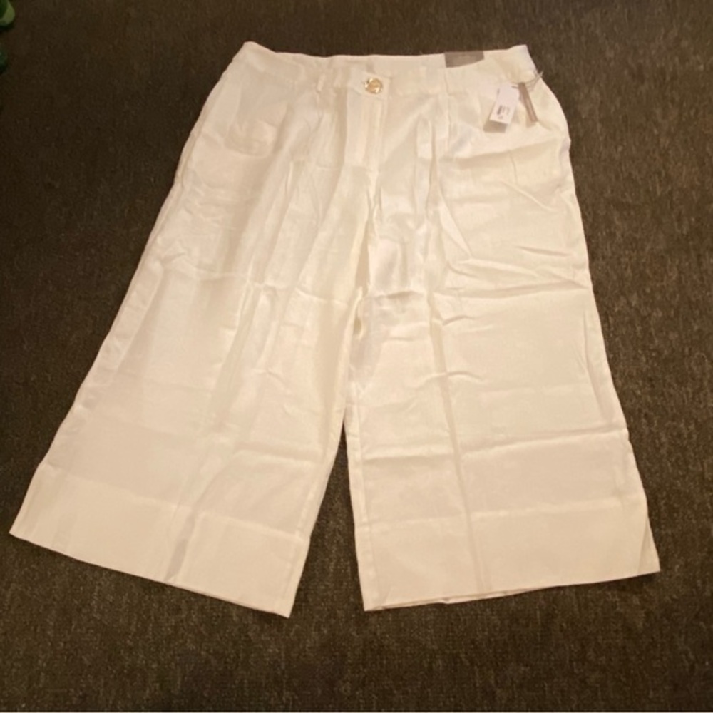 Soft Surroundings White Cropped Wide-Leg Pants